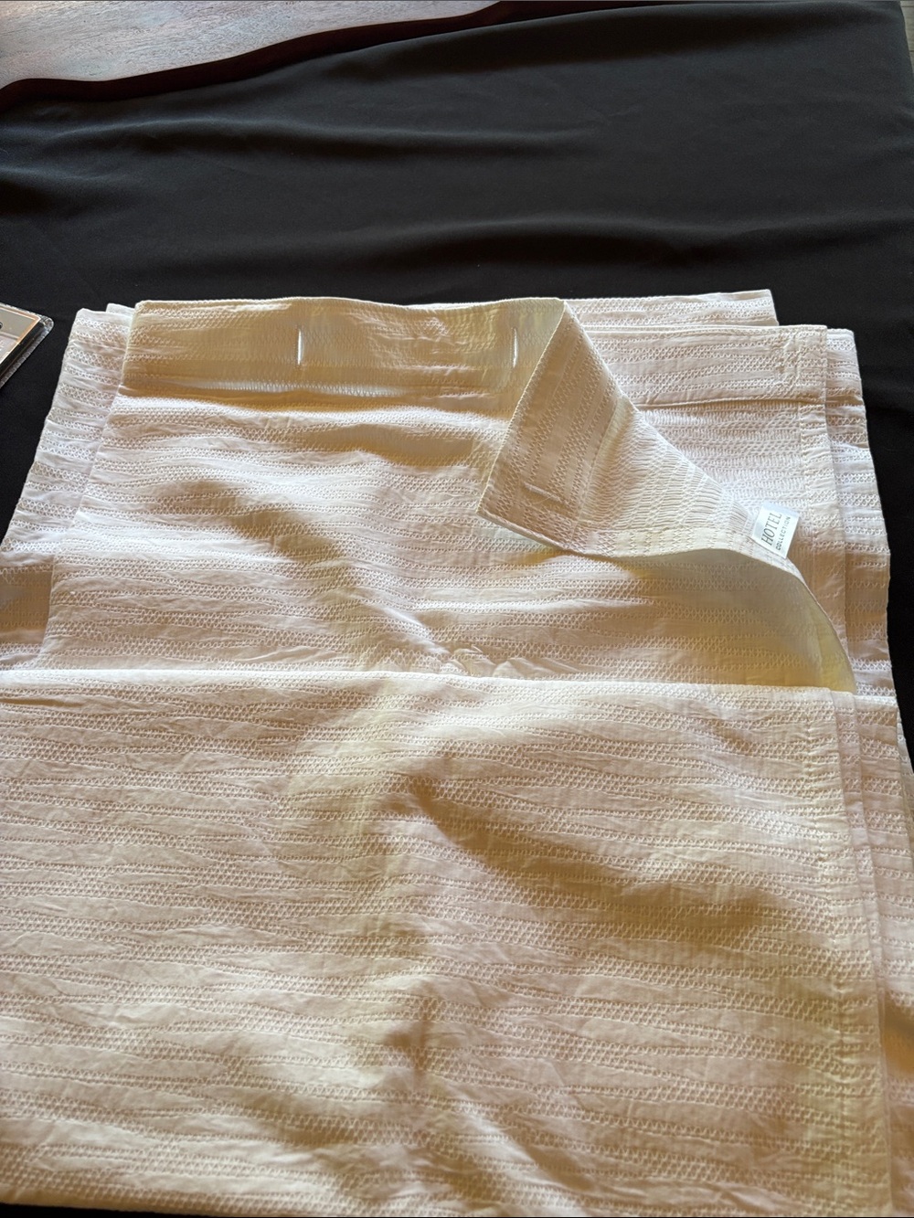 Hotel Collection White 100% Cotton Textured Shower Curtain Panel w/ hooks